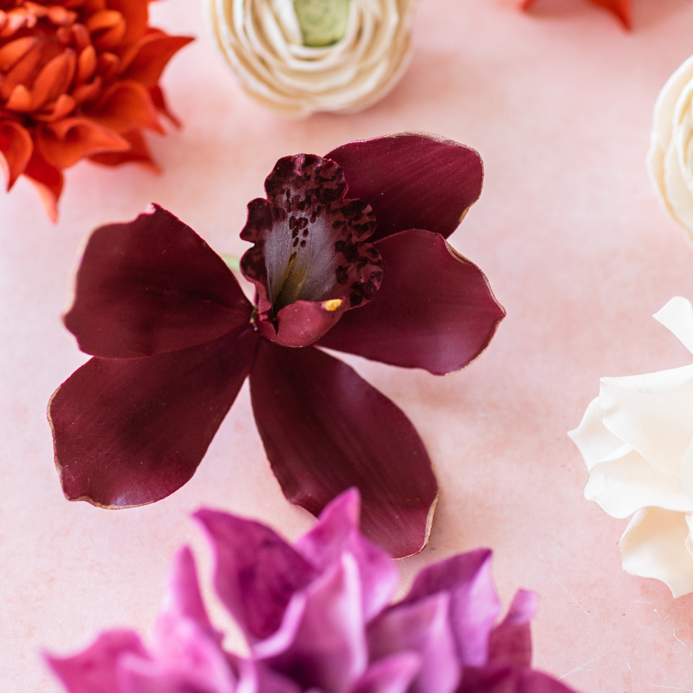 How I Make Burgundy Gumpaste Sugar Flowers by Kelsie Cakes