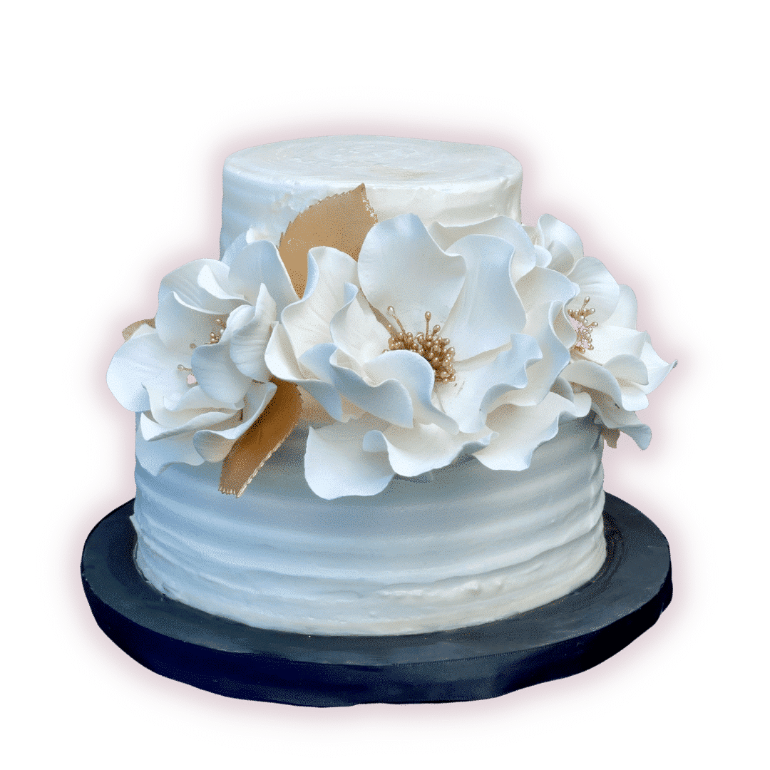 two tier grocery store cake with sugar flowers
