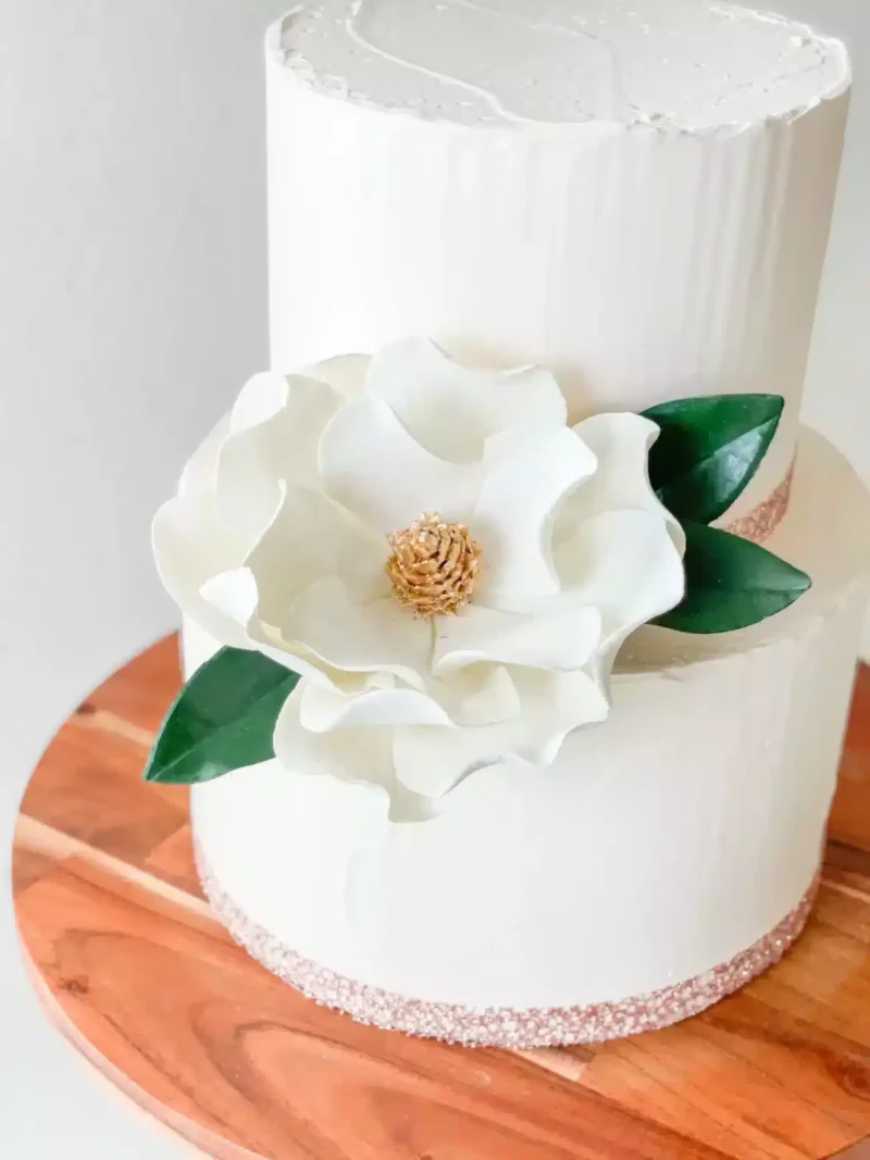 white and gold magnolia sugar flower