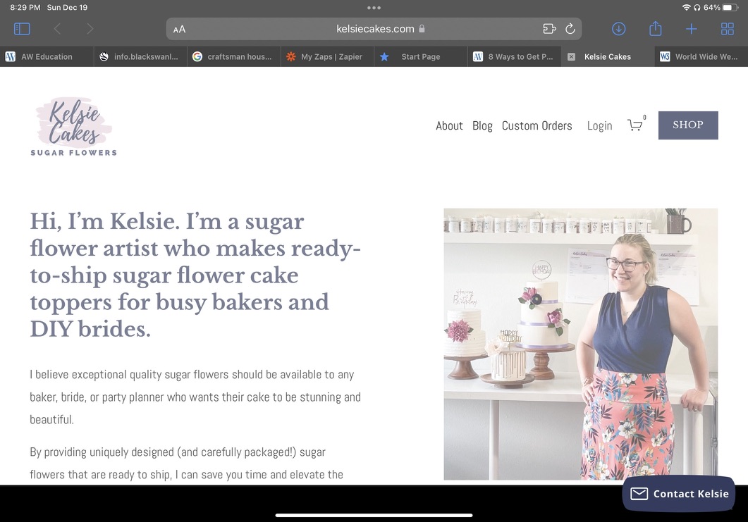 Relaunching my amazing new website, part 1: The Word Stuff with Copywriting for Creatives Sugar Flowers by Kelsie Cakes