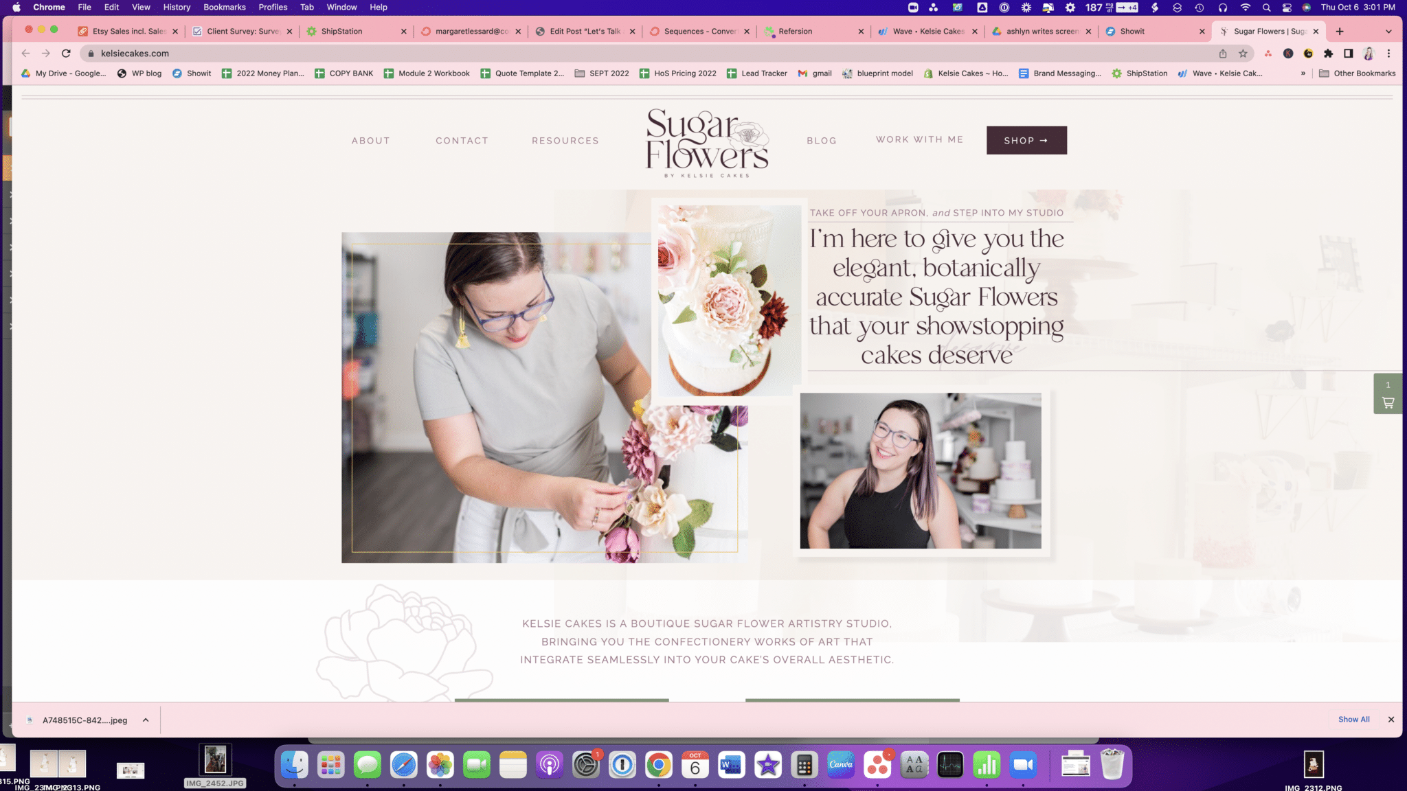 Relaunching my amazing new website, part 1: The Word Stuff with Copywriting for Creatives Sugar Flowers by Kelsie Cakes