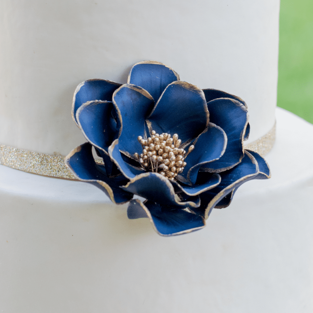 Navy + Gold Open Rose - Medium Sugar Flowers by Kelsie Cakes
