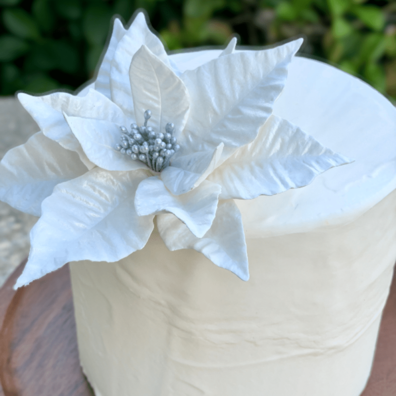 White Poinsettia Sugar Flowers by Kelsie Cakes