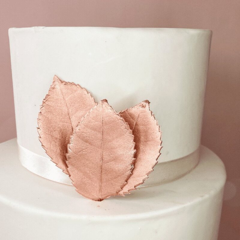 gumpaste rose gold leaves