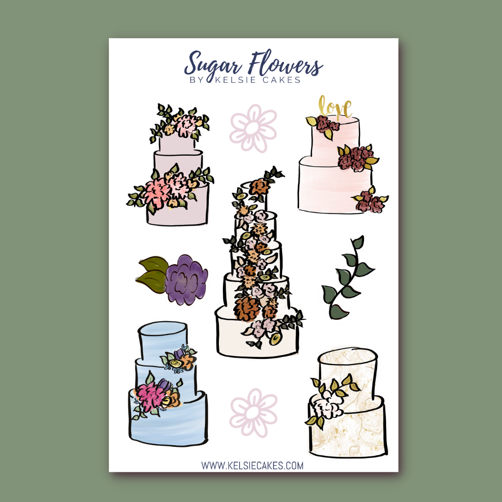 sticker sheet mock up from sugar flowers by kelsie cakes