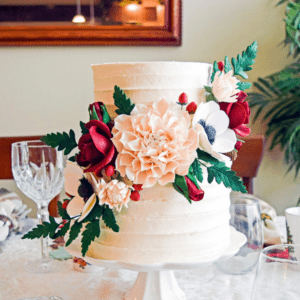 Navy + Gold Edged Open Rose - Extra Large Sugar Flowers by Kelsie Cakes