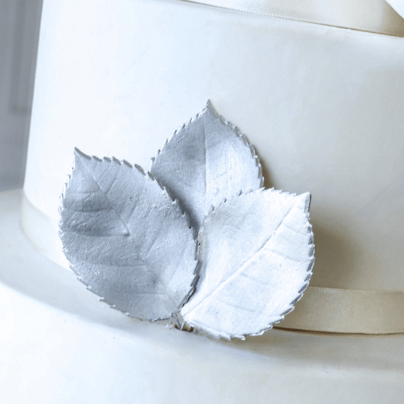 Large Silver Leaves - set of 3 Sugar Flowers by Kelsie Cakes