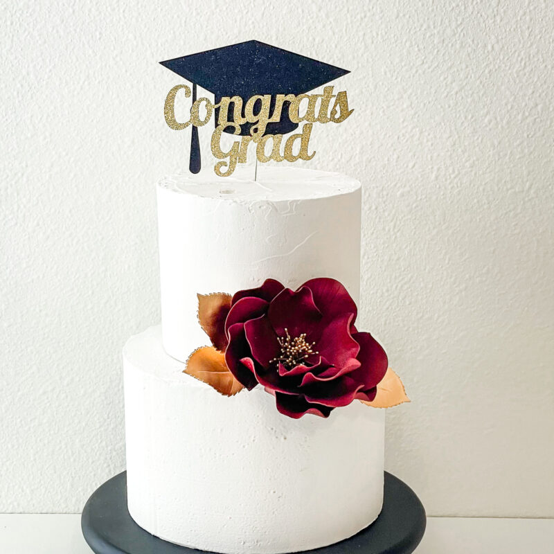 Burgundy + Gold Open Rose - Graduation Edition Sugar Flowers by Kelsie Cakes