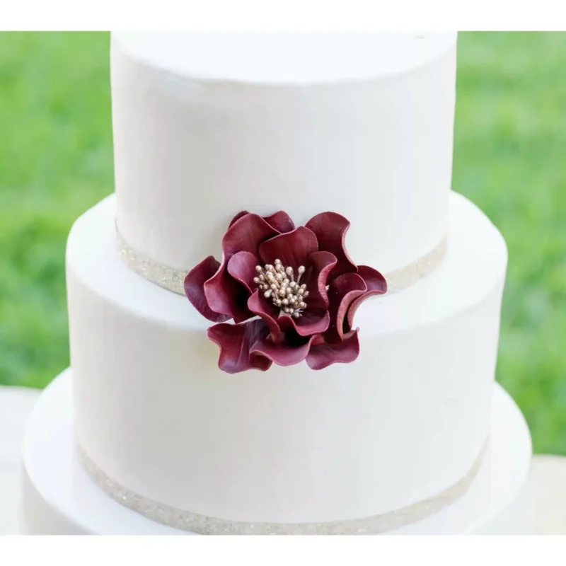 Burgundy + Gold Open Rose - Small Sugar Flowers by Kelsie Cakes