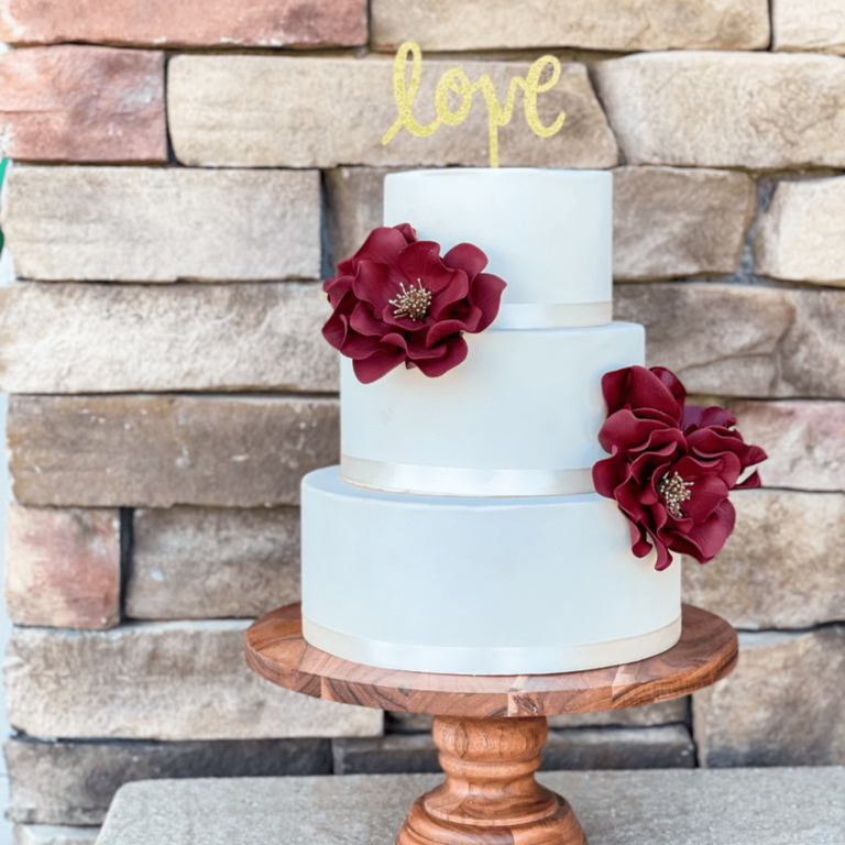 Blush + Gold Open Rose - Large Sugar Flowers by Kelsie Cakes