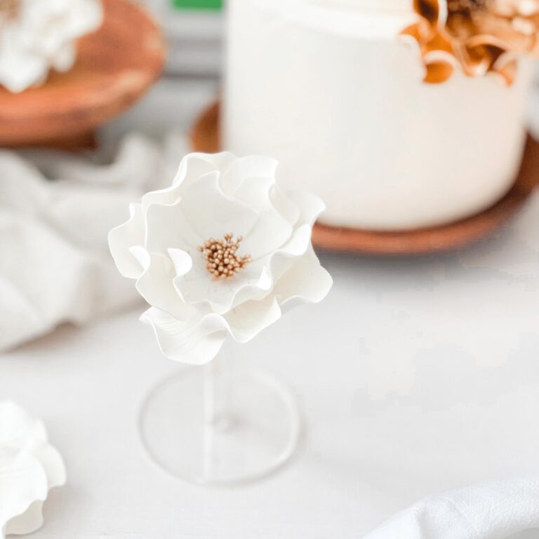 White + Gold Open Rose - Large