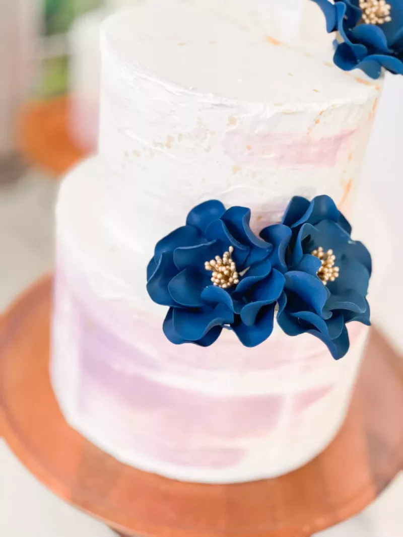 Navy + Gold Open Rose - Small Sugar Flowers by Kelsie Cakes