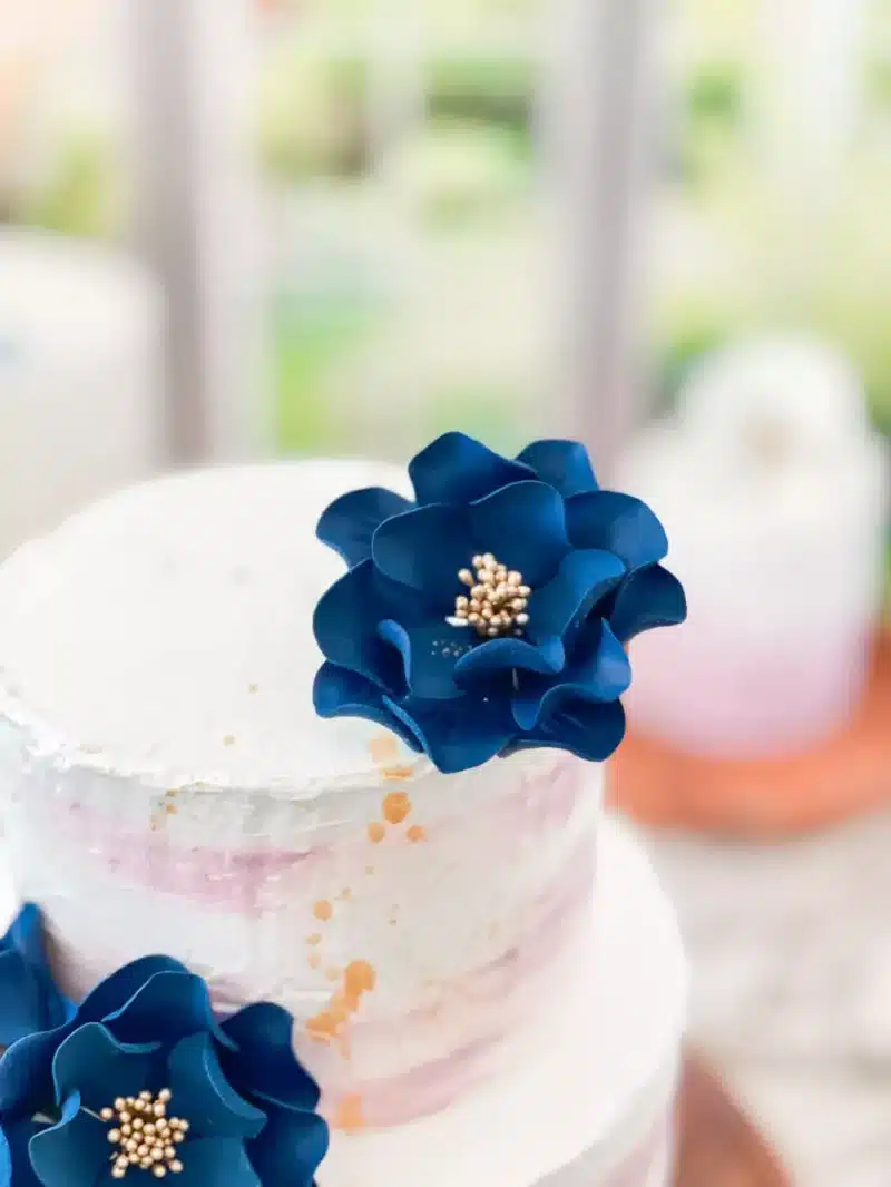 Navy + Gold Open Rose - Small Sugar Flowers by Kelsie Cakes