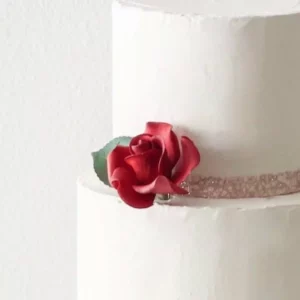 White + Gold Edged Open Rose - Medium Sugar Flowers by Kelsie Cakes