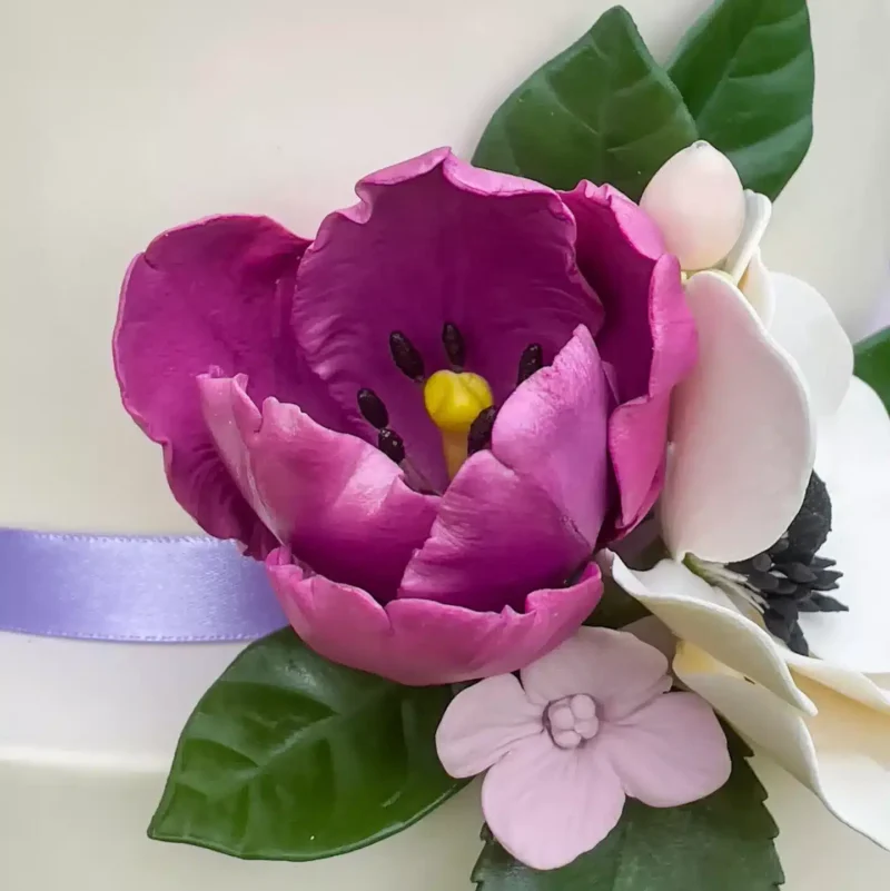 Yellow + Purple Cascade Sugar Flowers by Kelsie Cakes