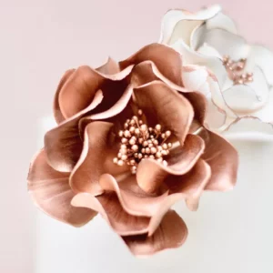 Burgundy + Rose Gold Open Rose - Small Sugar Flowers by Kelsie Cakes