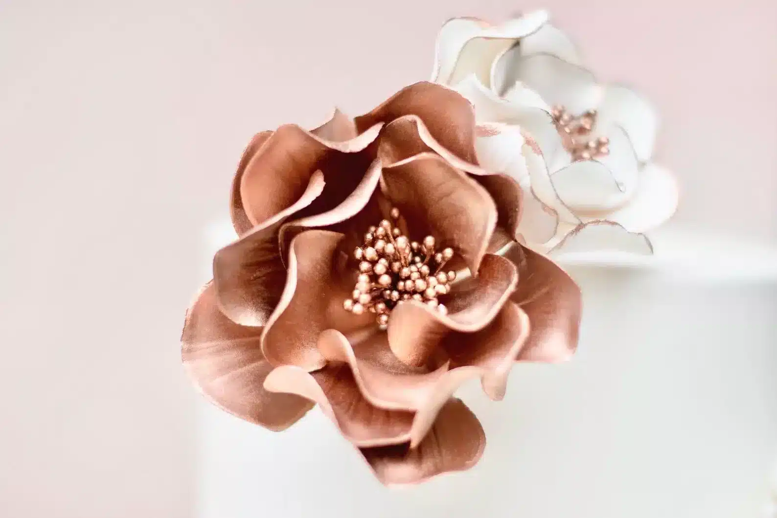 Black + Rose Gold Open Rose - Small Sugar Flowers by Kelsie Cakes
