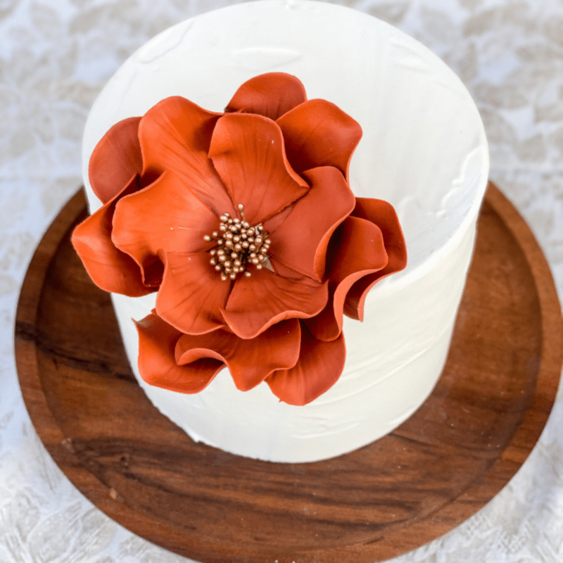 Terra Cotta Open Rose Sugar Flowers by Kelsie Cakes