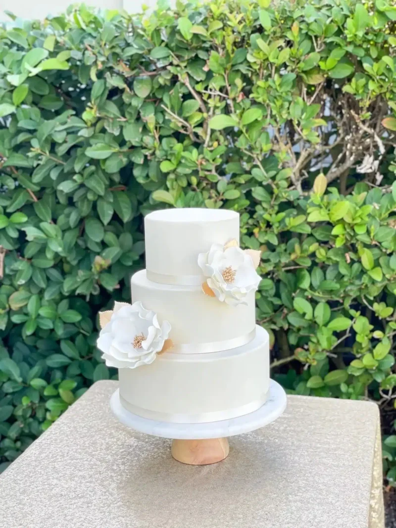 White + Gold Open Rose - Extra Large Sugar Flowers by Kelsie Cakes