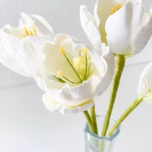white tulip sugar flower display