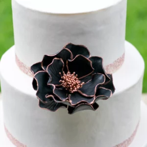Black + Rose Gold Open Rose - Small Sugar Flowers by Kelsie Cakes