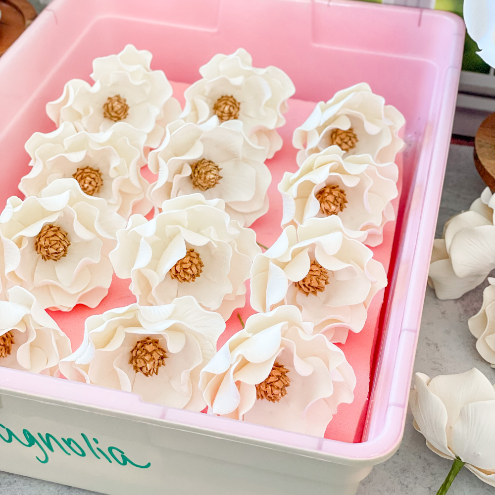box of magnolia sugar flowers