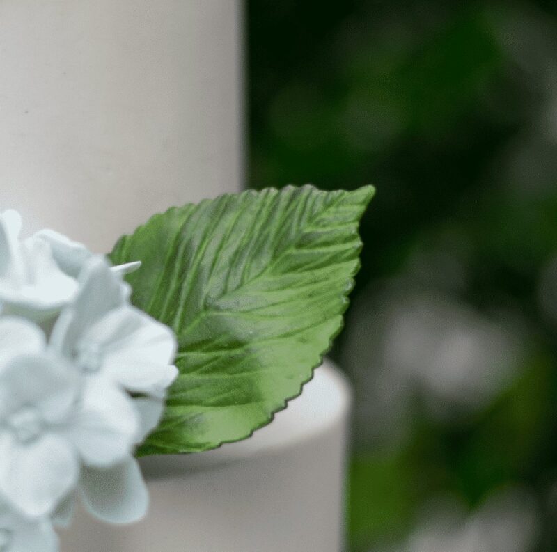 Green gumpaste hydrangea leaf