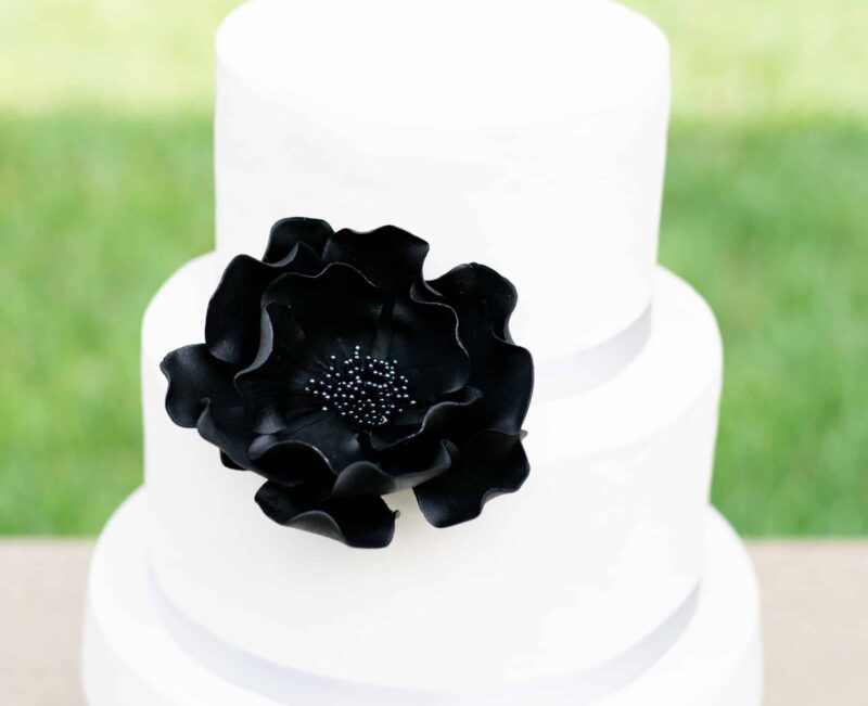 Black Open Rose Sugar Flowers by Kelsie Cakes