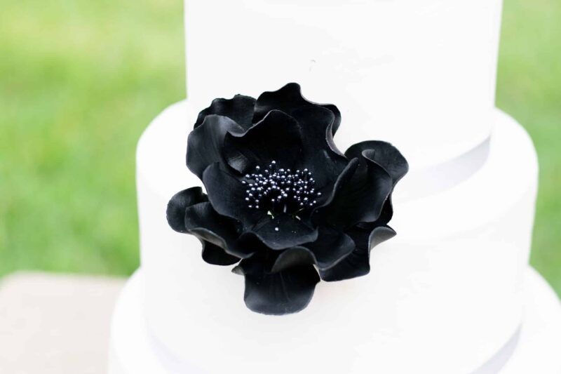 Black Open Rose Sugar Flowers by Kelsie Cakes