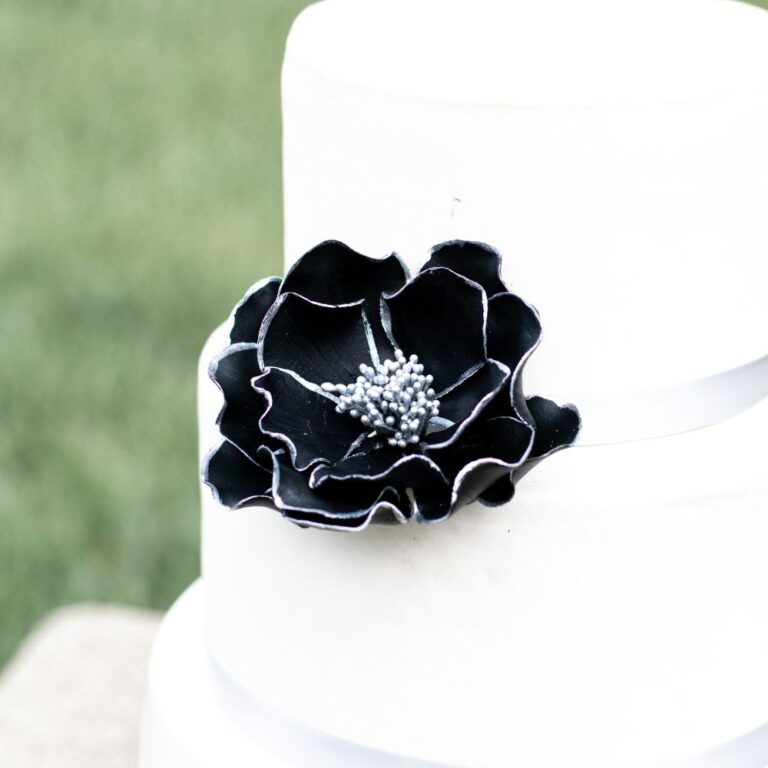 Black + Silver Edged Open Rose - Large
