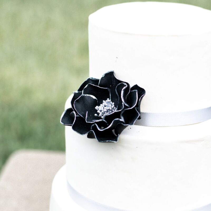 Black + Silver Edged Open Rose - Image 6