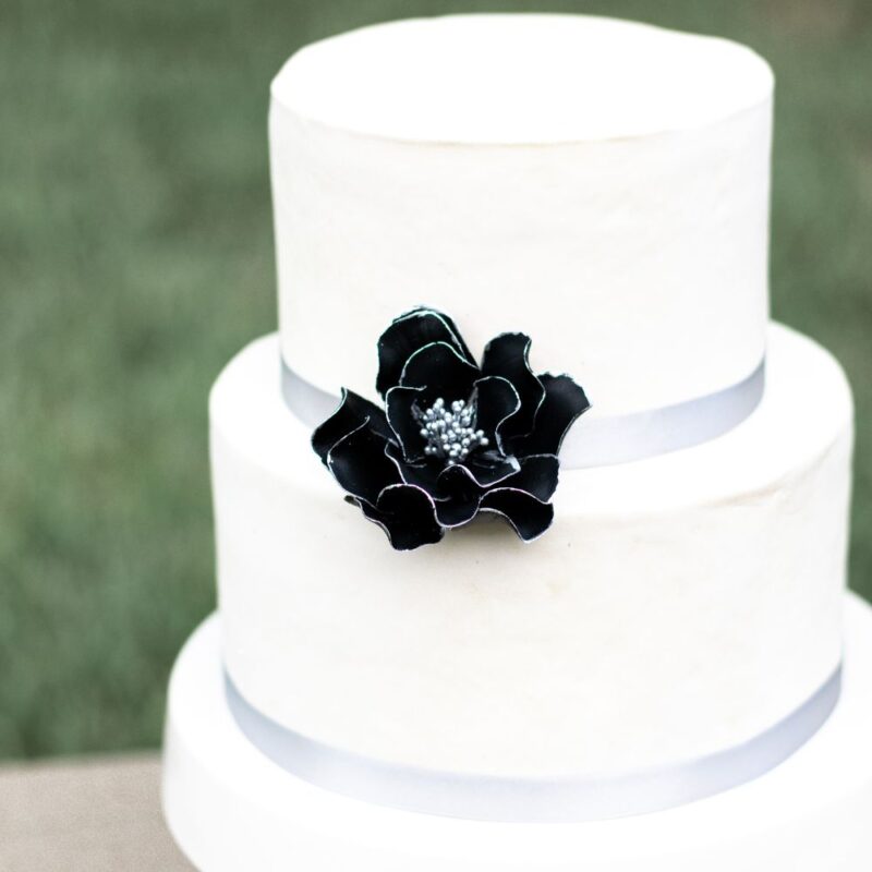 Black + Silver Edged Open Rose - Image 7