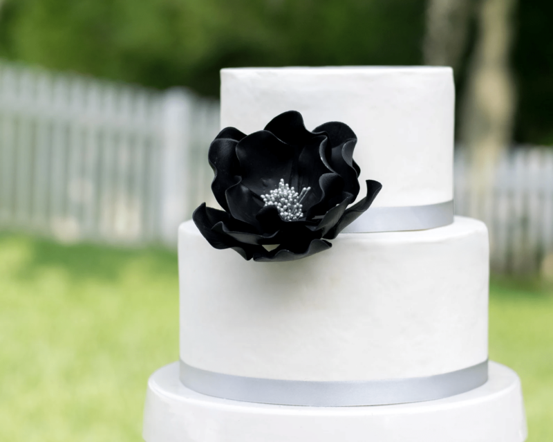 Black + Silver Open Rose Sugar Flowers by Kelsie Cakes