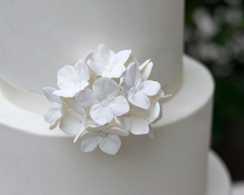 White Hydrangea Sugar Flowers by Kelsie Cakes