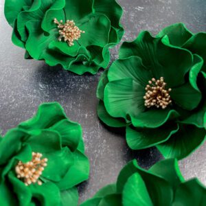Emerald Green + Gold Open Rose