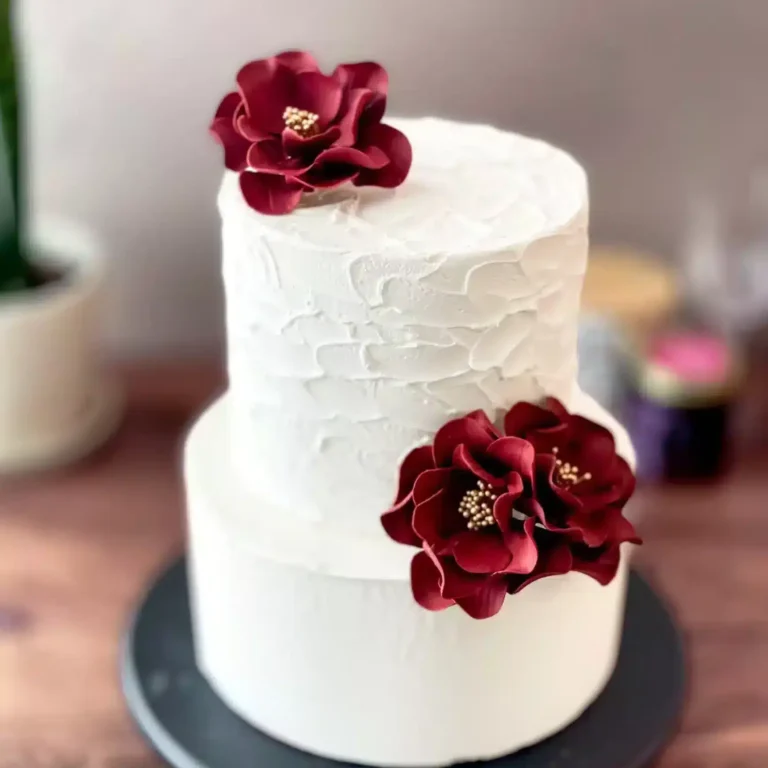 Burgundy Trio of Open Rose Sugar Flowers