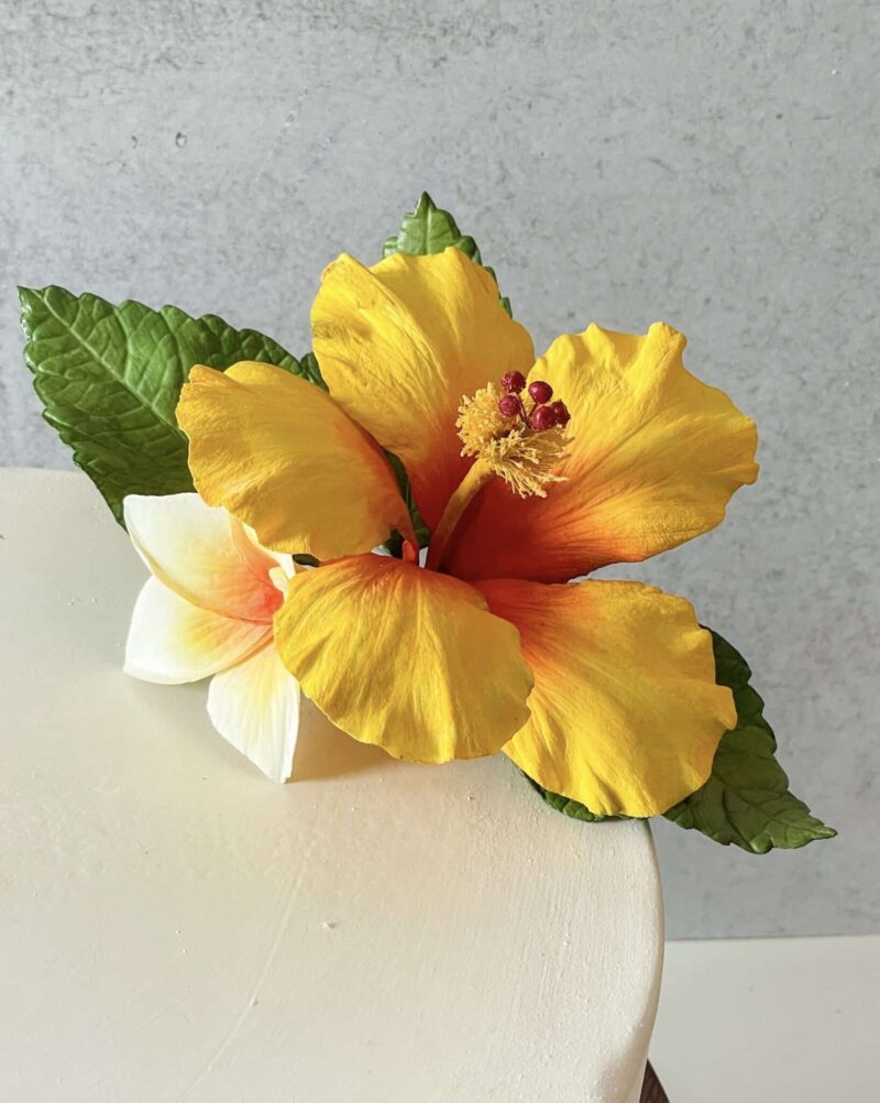 Yellow hibiscus sugar flower