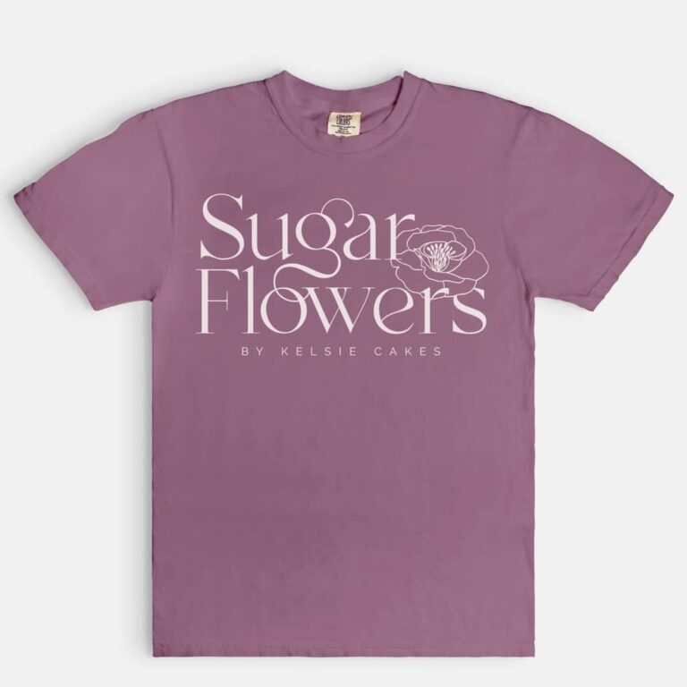 Baby Shirt with Sugar Flowers by Kelsie Cakes Logo Sugar Flowers by Kelsie Cakes