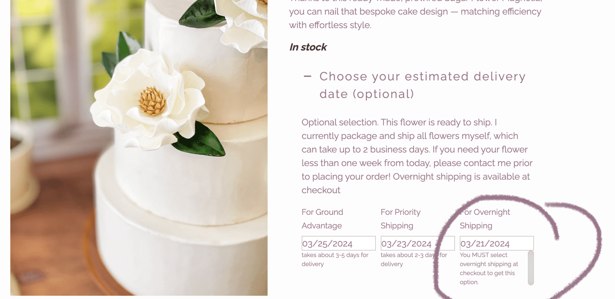 How do I know which Shipping Option is best? Sugar Flowers by Kelsie Cakes