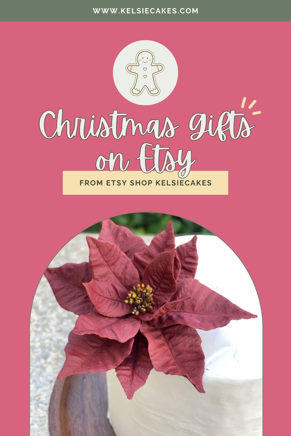 Burgundy Poinsettia Sugar Flower is a favorite Etsy product featured on the Sugar Flowers by Kelsie Cakes blog