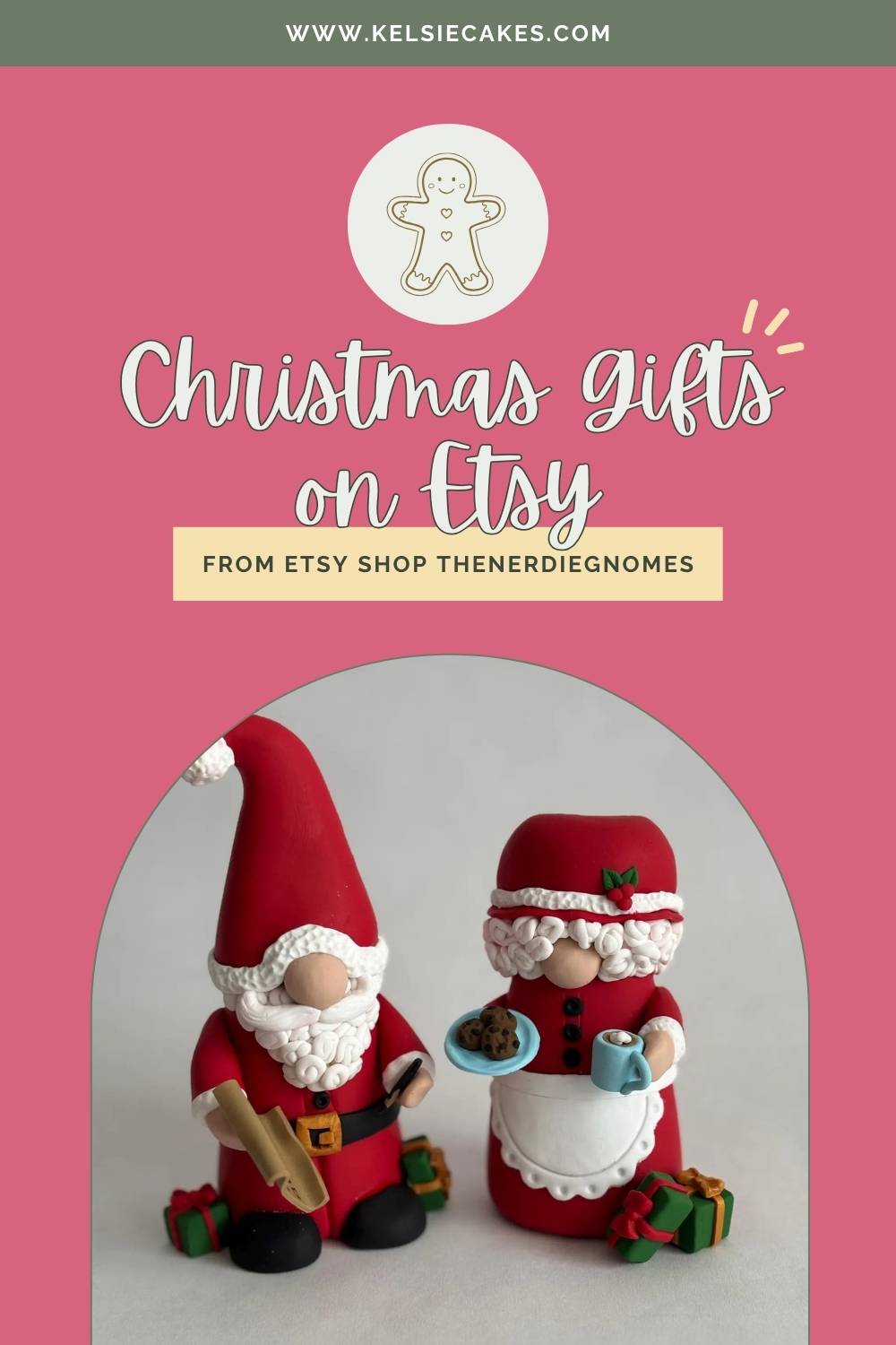 Mr. & Mrs. Claus Gnomes are a favorite Etsy product featured on the Sugar Flowers by Kelsie Cakes blog