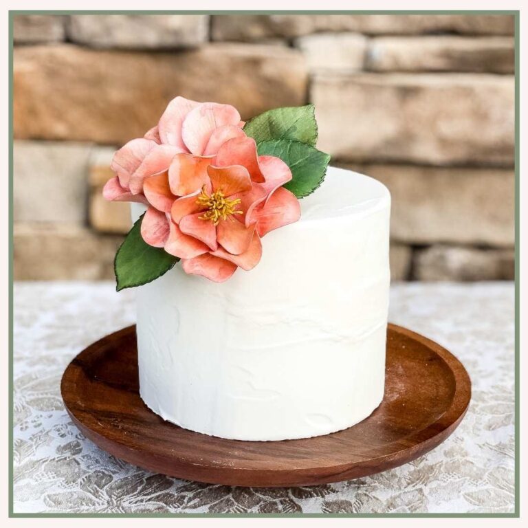 Handpainted Pink Open Roses - Wedding Cake Floral Arrangement