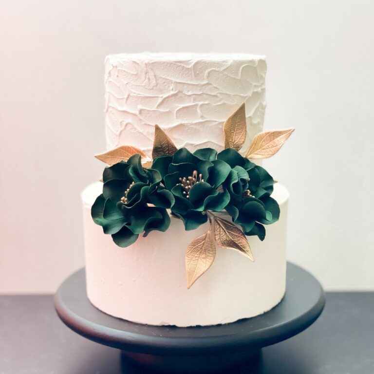 Forest Green + Gold - Wedding Cake Floral Arrangement
